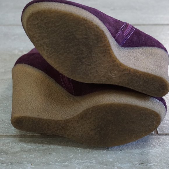 Diesel Purple Platform Bootie Hi Wedge Heel Plum Hi Ankle Suede Size EU 36 US 6 - Picture 4 of 6
